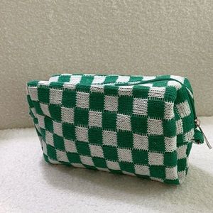 Brand New **Textured knit checkerboard cosmetic bag.